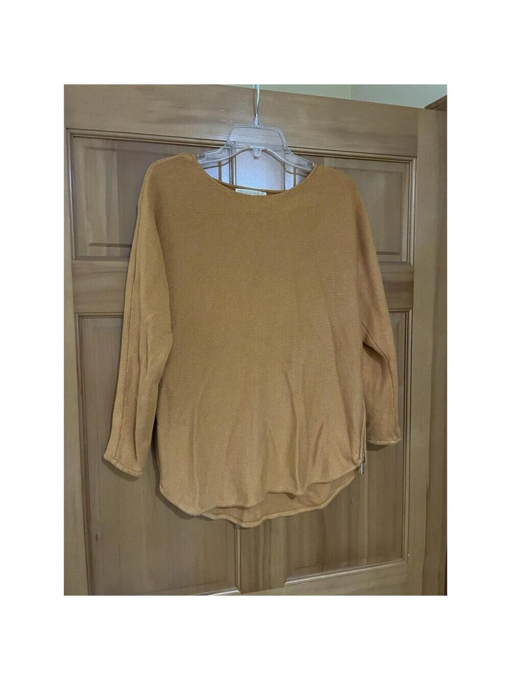 Women’s Michael Kors M Medium Knitted Sweater Mustard Yellow With Gold Zippers
